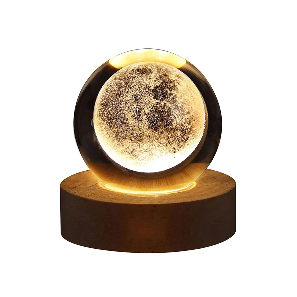 3D Crystal Ball Night Light - Moon, Galaxy, Saturn