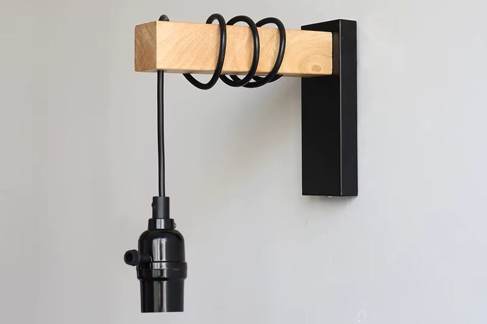 Wooden Hanging Wall Lamp