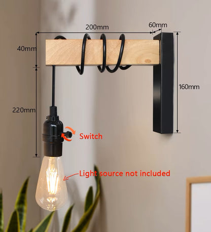 Wooden Hanging Wall Lamp