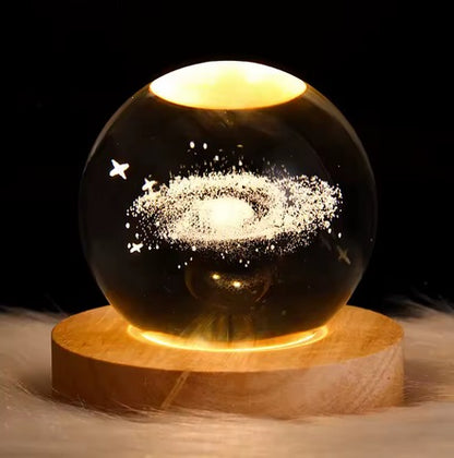 3D Crystal Ball Night Light - Moon, Galaxy, Saturn