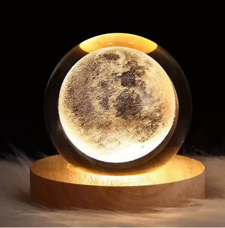 3D Crystal Ball Night Light - Moon, Galaxy, Saturn