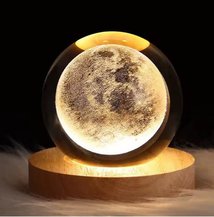 3D Crystal Ball Night Light - Moon, Galaxy, Saturn